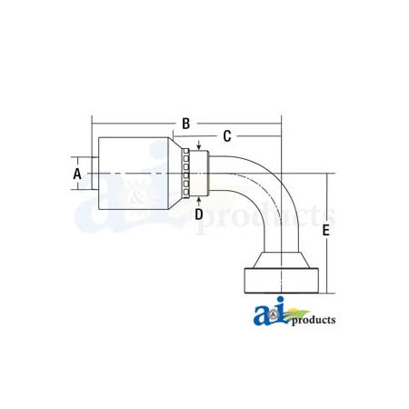 (HW-CAT) Caterpillar Flange Head - 90� Elbow 6 X4 X3